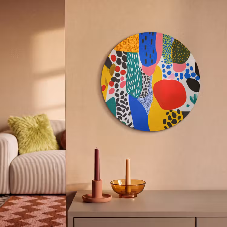 Akoestisch schilderij rond - Stippen - Vormen - Modern - Kleuren — 3