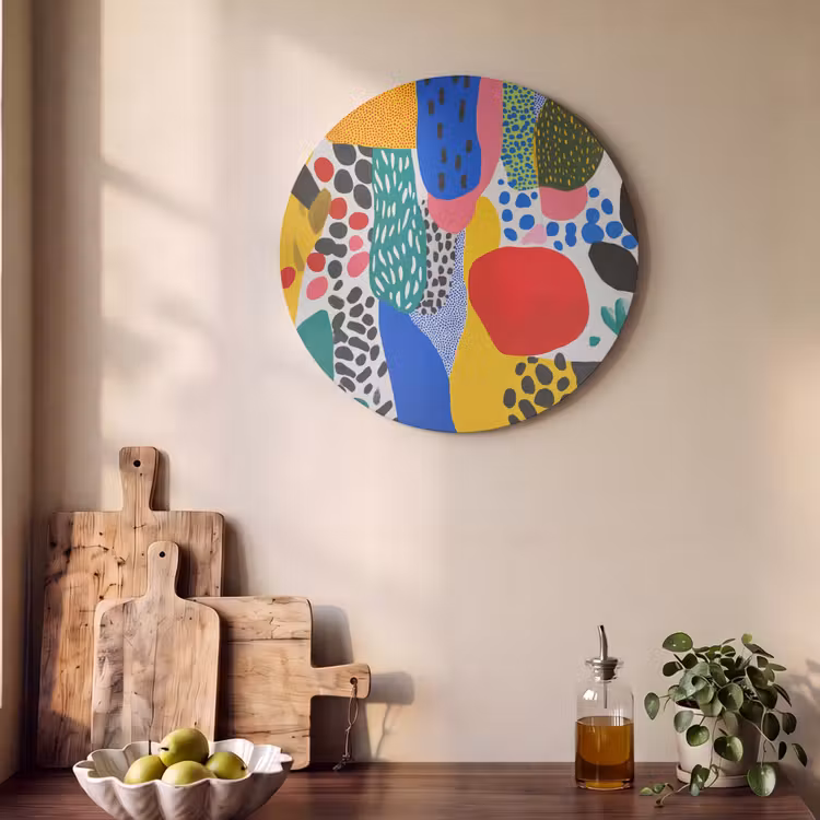 Akoestisch schilderij rond - Stippen - Vormen - Modern - Kleuren — 4