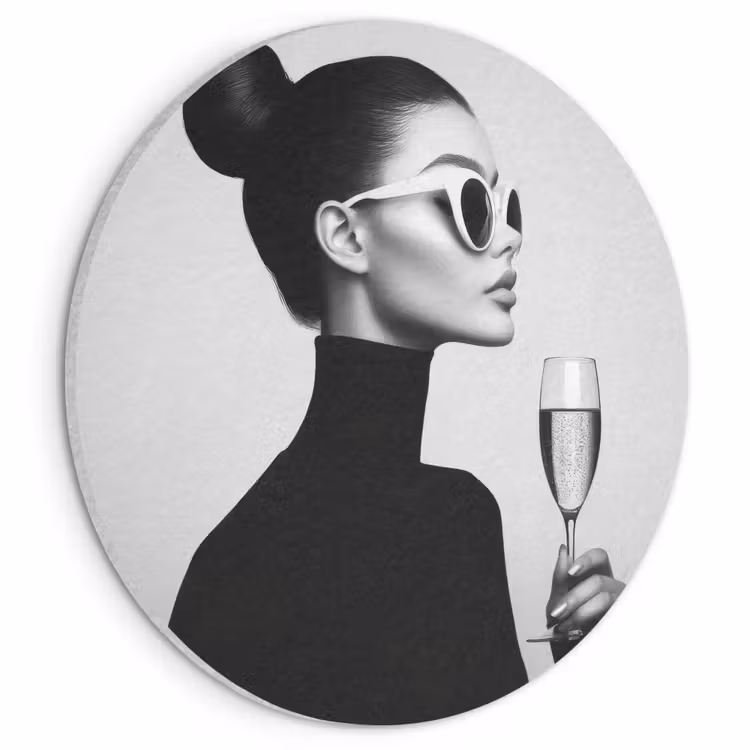 Akoestisch schilderij rond - Vrouw - Champagne - Modern — 1
