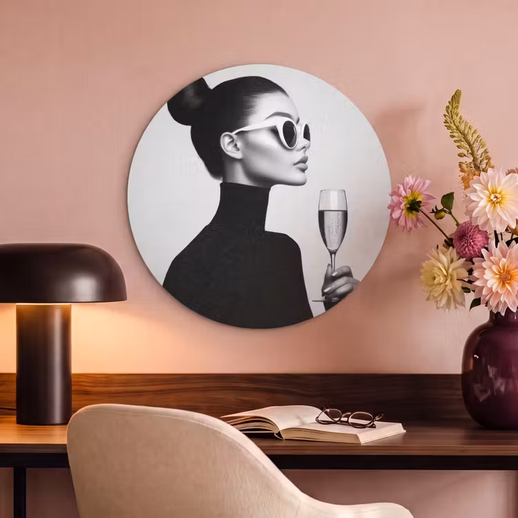 Akoestisch schilderij rond - Vrouw - Champagne - Modern — 2