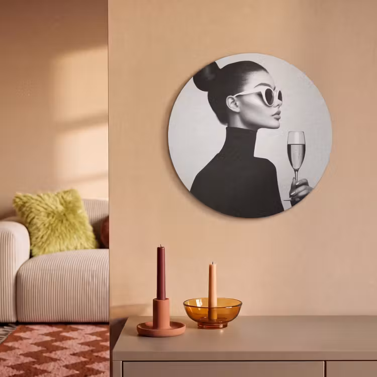 Akoestisch schilderij rond - Vrouw - Champagne - Modern — 3
