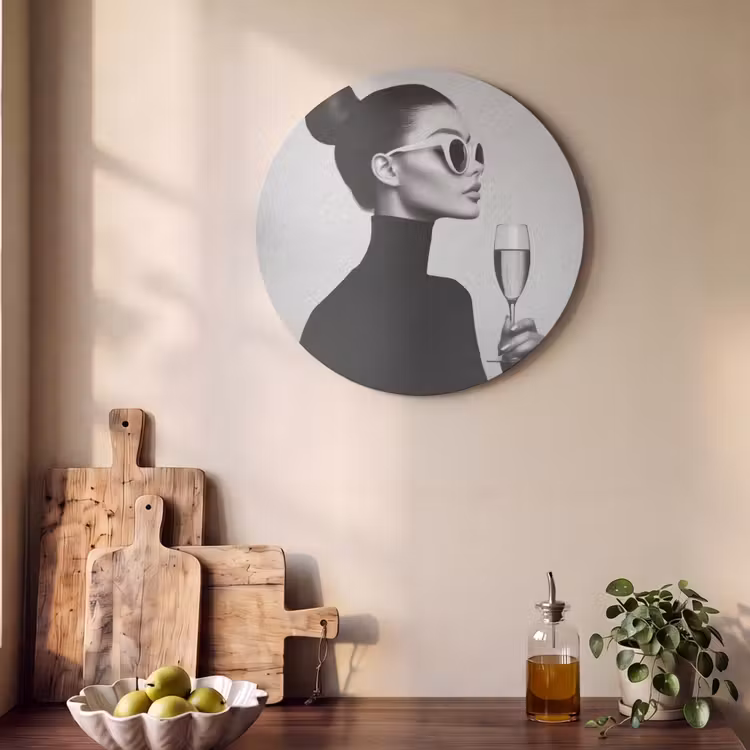Akoestisch schilderij rond - Vrouw - Champagne - Modern — 4