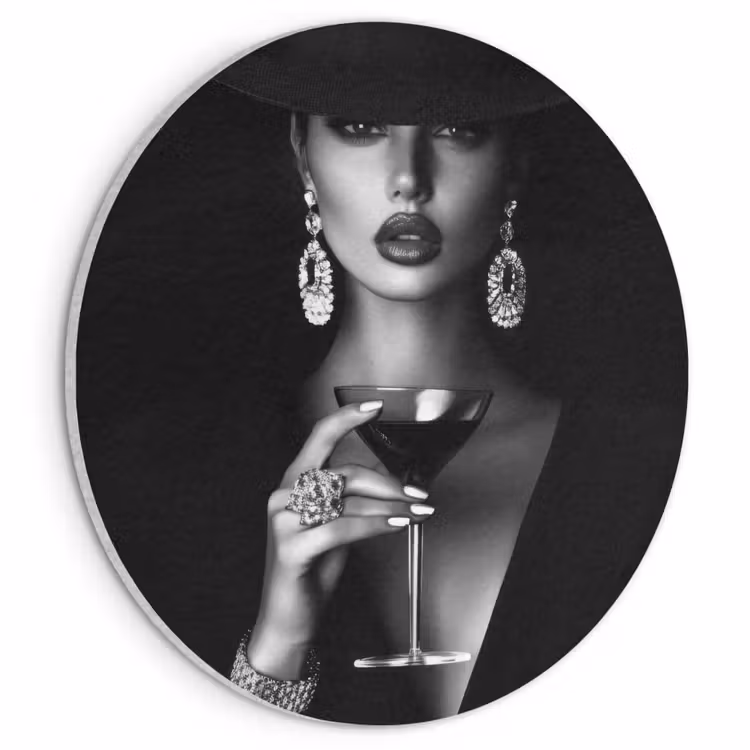 Akoestisch schilderij rond - Vrouw - Cocktail - Chic — 1
