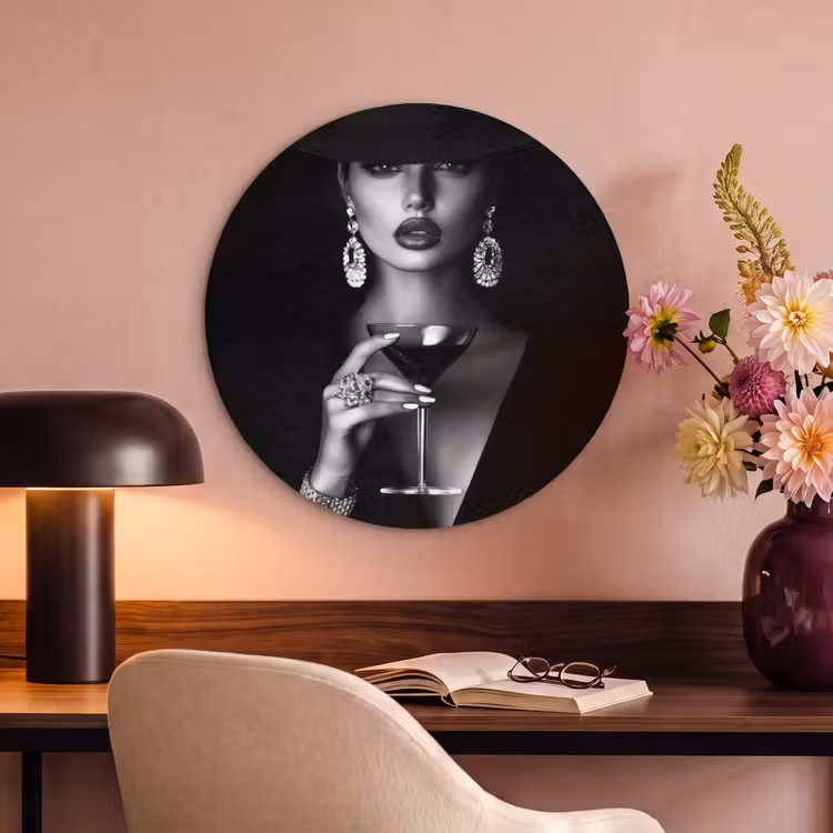 Akoestisch schilderij rond - Vrouw - Cocktail - Chic — 2