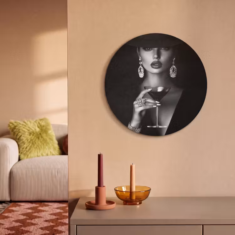 Akoestisch schilderij rond - Vrouw - Cocktail - Chic — 3