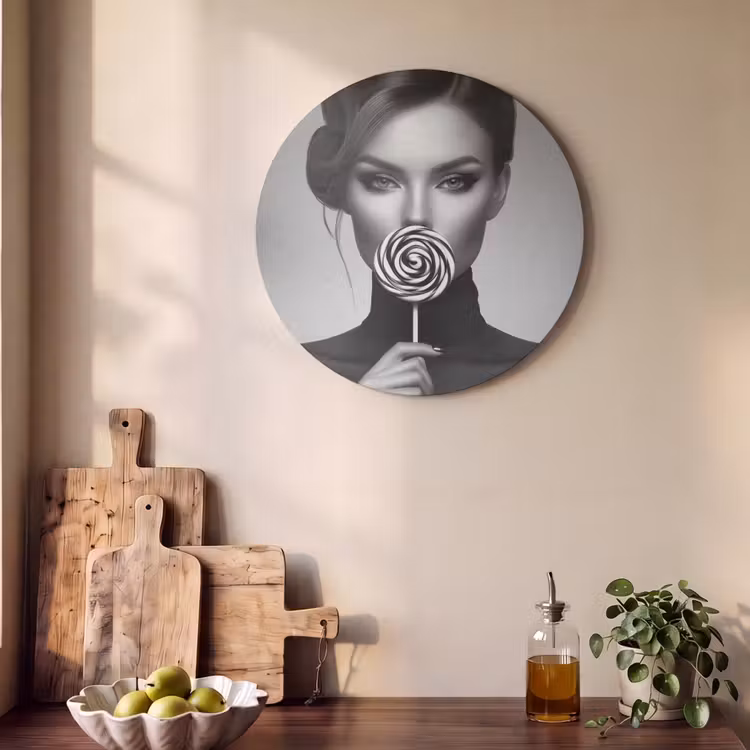 Akoestisch schilderij rond - Vrouw - Lolly - Zwart — 4
