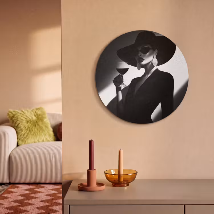 Akoestisch schilderij rond - Vrouw - Wijn - Chic — 3
