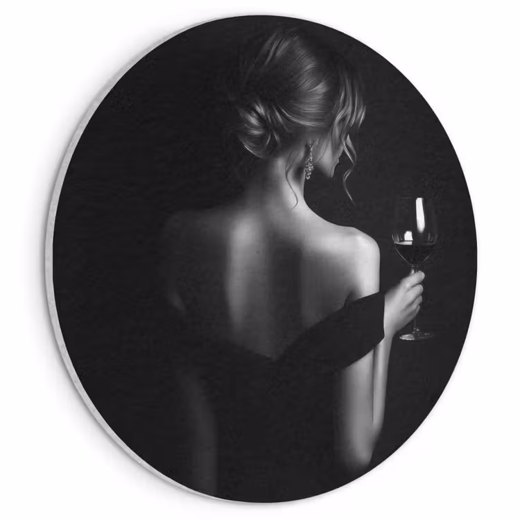 Akoestisch schilderij rond - Vrouw - Wijn - Jurk — 1