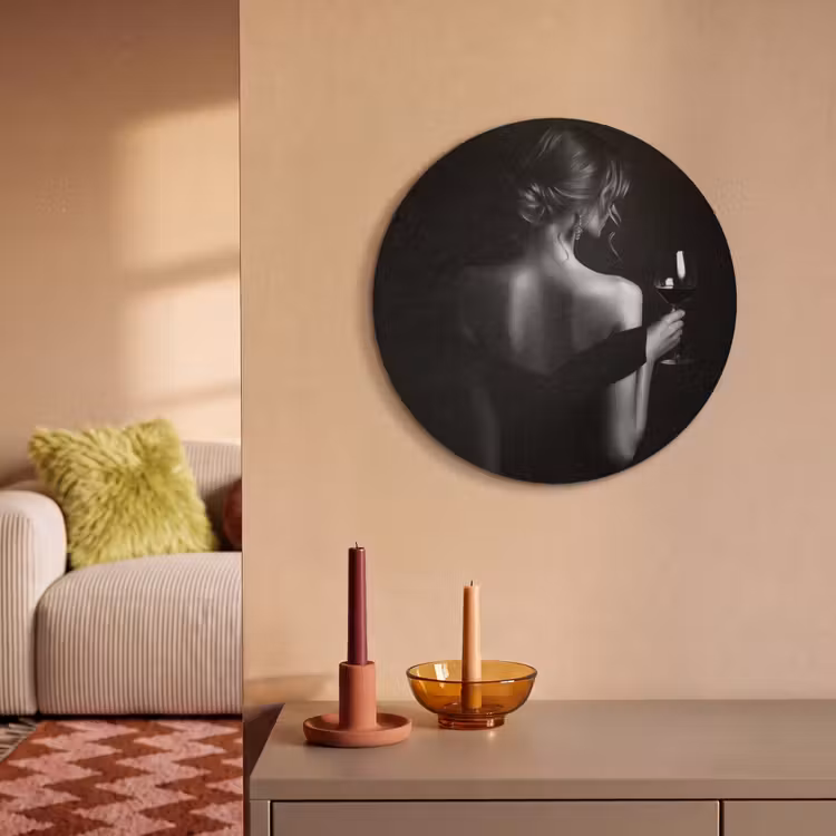 Akoestisch schilderij rond - Vrouw - Wijn - Jurk — 3