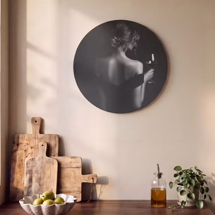 Akoestisch schilderij rond - Vrouw - Wijn - Jurk — 4
