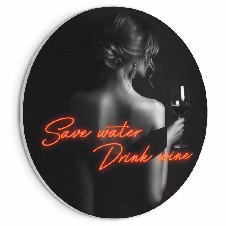 Akoestisch schilderij rond - Wijn - Vrouw - Neon - Quote — 1