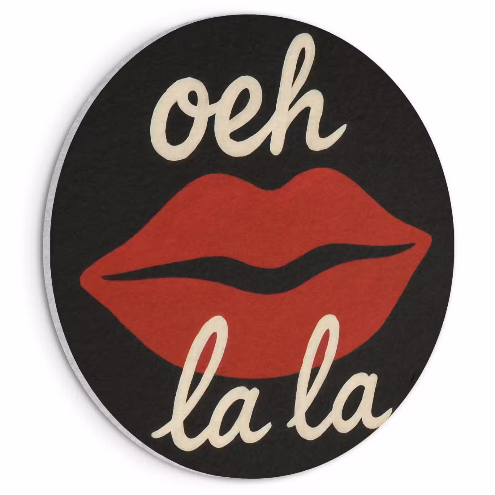 Akoestisch schilderij rond - Lip - Rood - Quote — 1