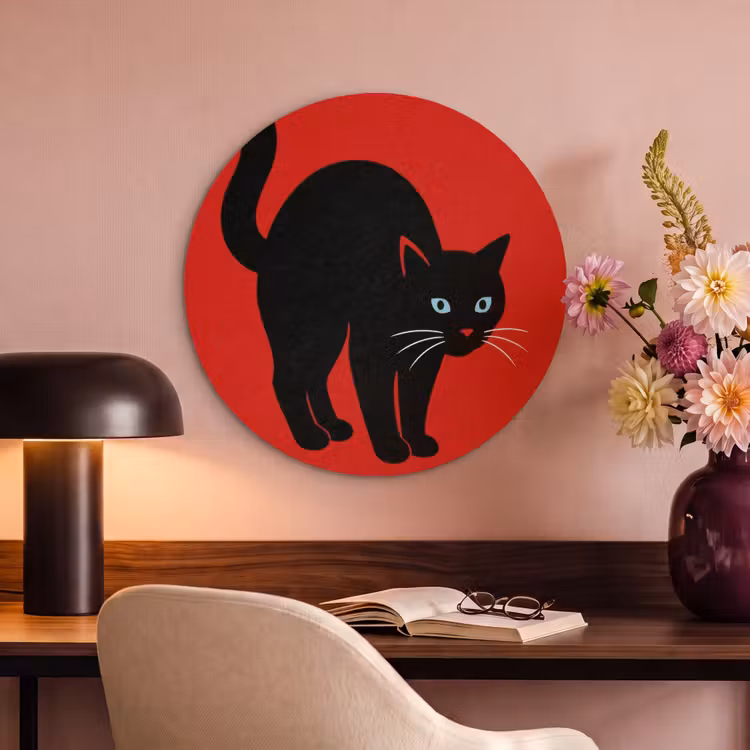 Akoestisch schilderij rond - Kat - Zwart - Staart — 2