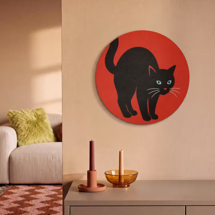 Akoestisch schilderij rond - Kat - Zwart - Staart — 3