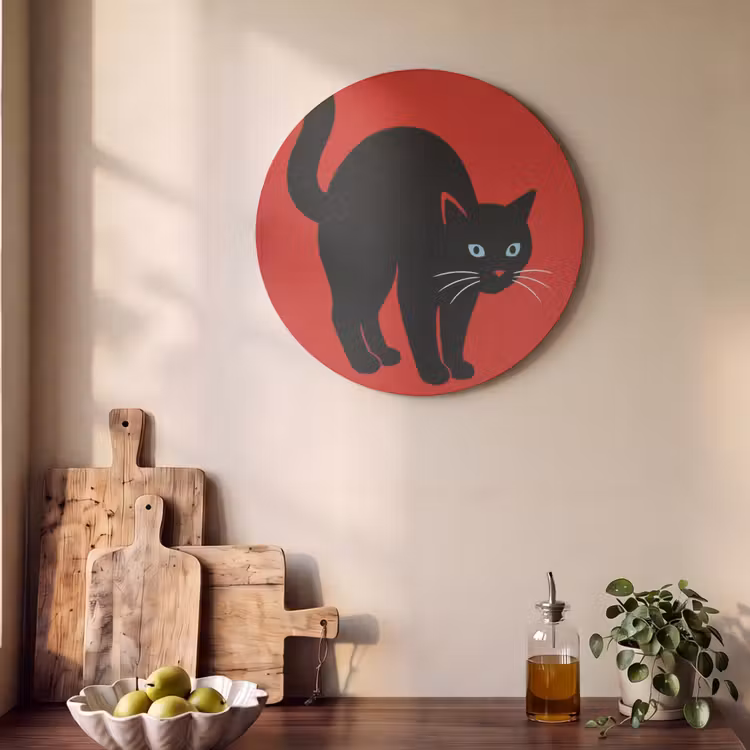 Akoestisch schilderij rond - Kat - Zwart - Staart — 4