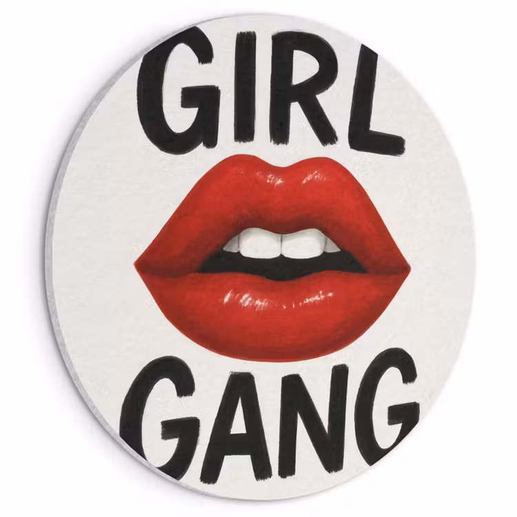 Akoestisch schilderij rond - Lip - Girl - Rood - Letters — 1