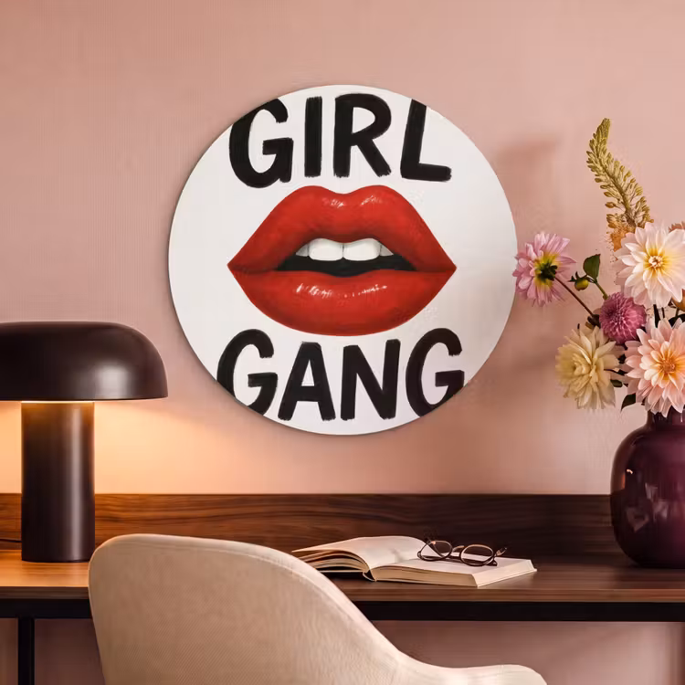 Akoestisch schilderij rond - Lip - Girl - Rood - Letters — 2