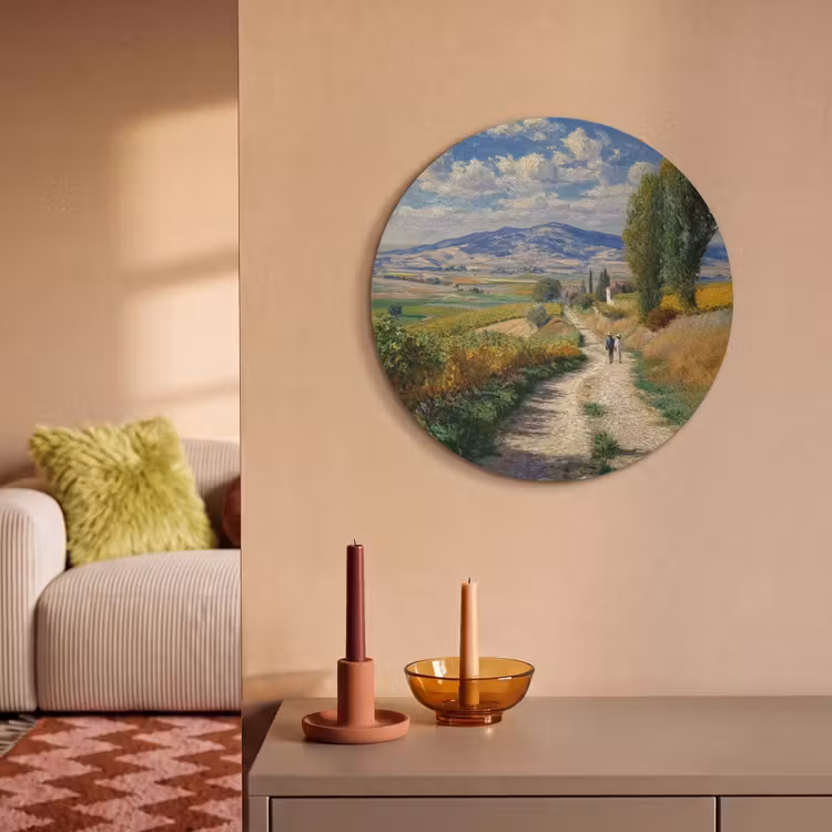 Akoestisch schilderij rond - Mensen - Wandelen - Zandpad - Velden — 3