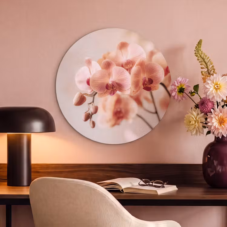 Akoestisch schilderij rond - Orchidee - Bloemen - Roze - Bloemblaadjes — 2