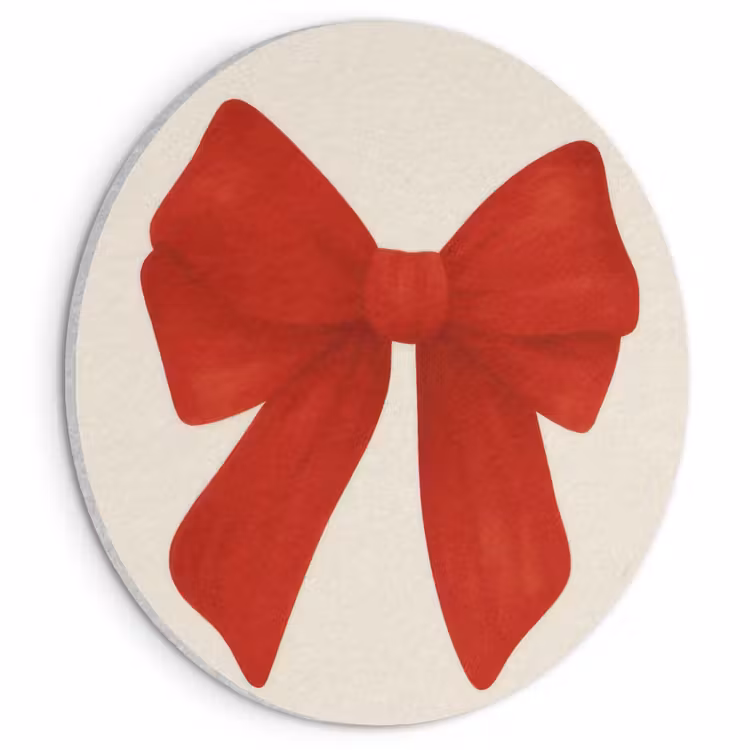 Akoestisch schilderij rond - Strik - Symmetrisch - Rood - Lint — 1