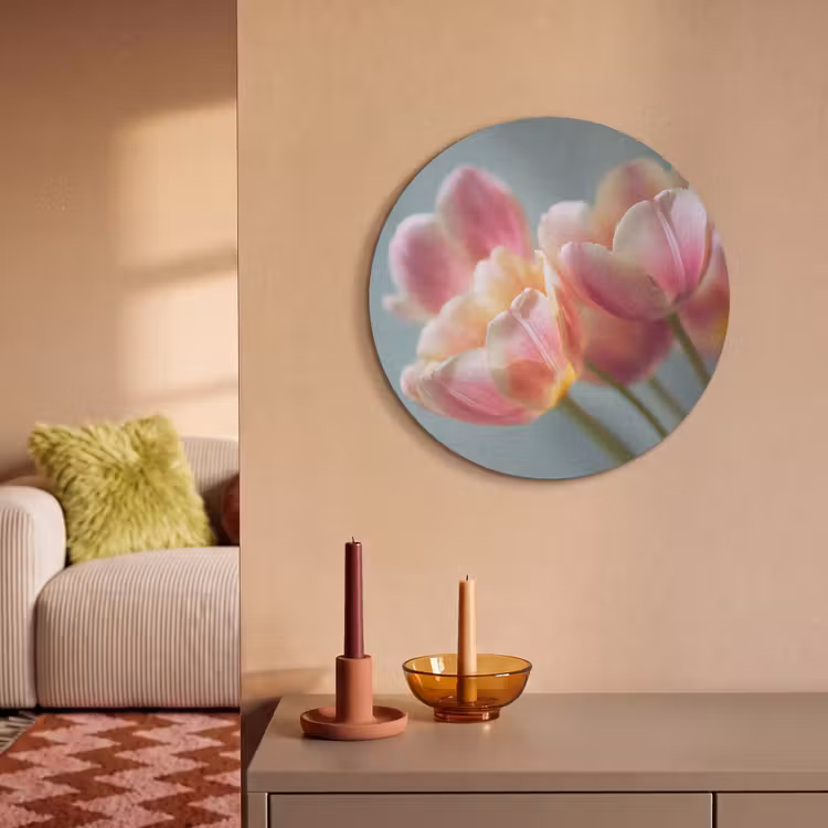 Akoestisch schilderij rond - Tulpen - Roze - Stelen — 3