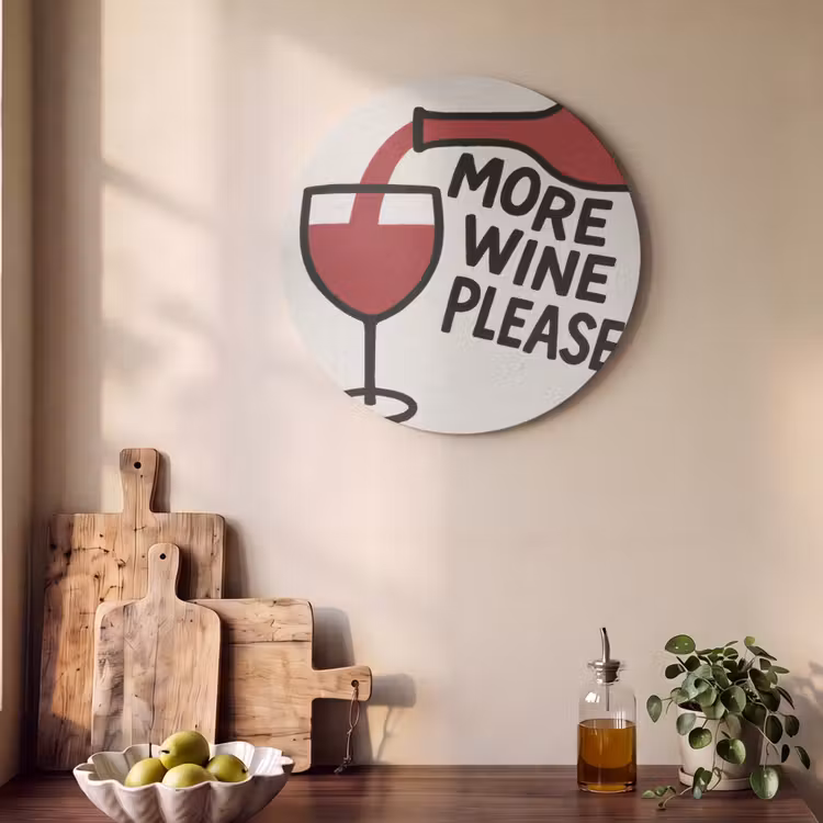 Akoestisch schilderij rond - Wijnfles - Quote - Rood - Glas — 4