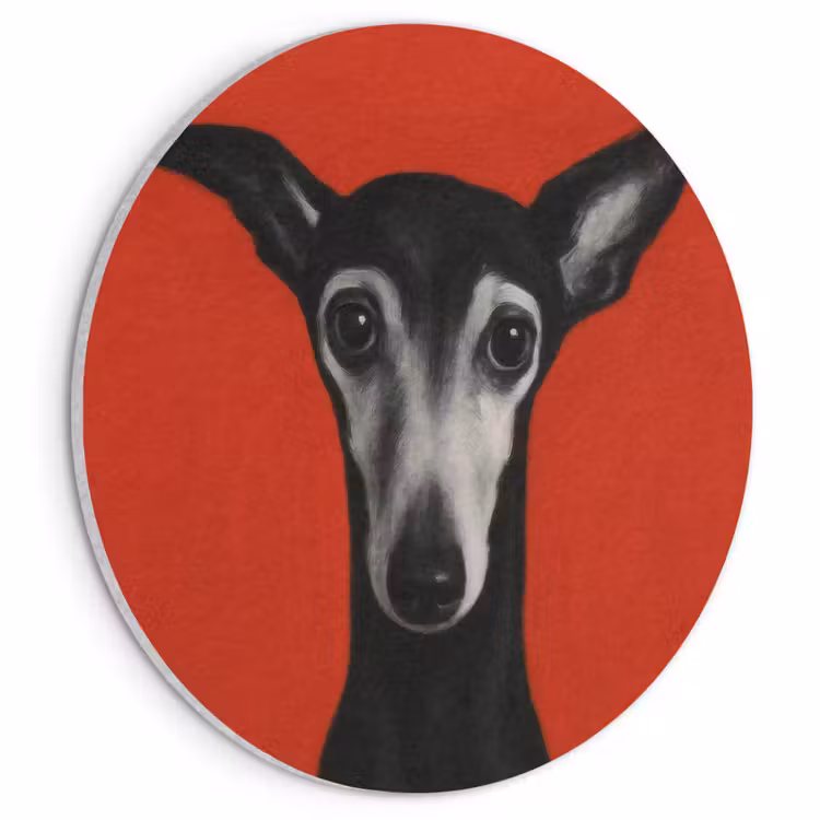 Akoestisch schilderij rond - Windhond - Minimalistisch - Rood — 1