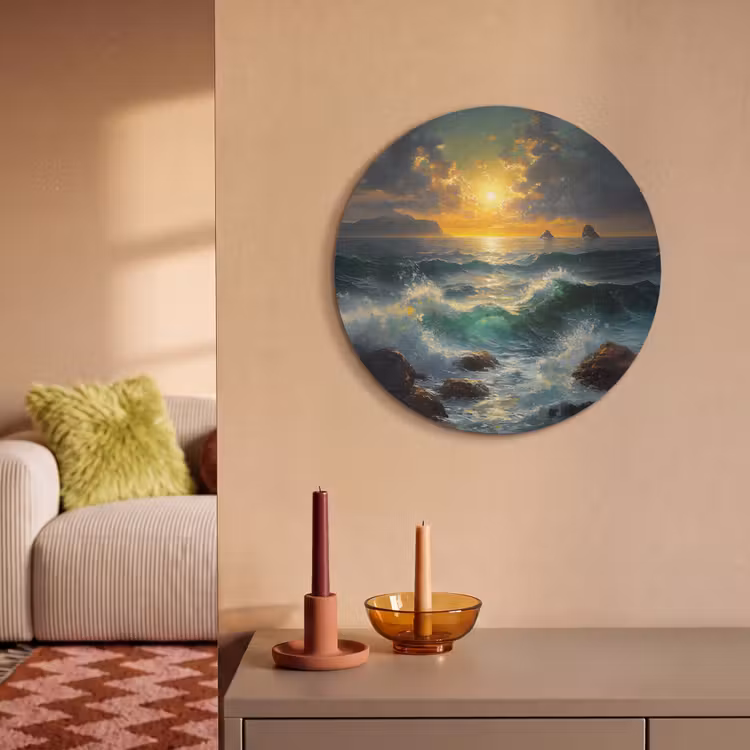 Akoestisch schilderij rond - Zee - Zon - Golven - Rotsen — 3