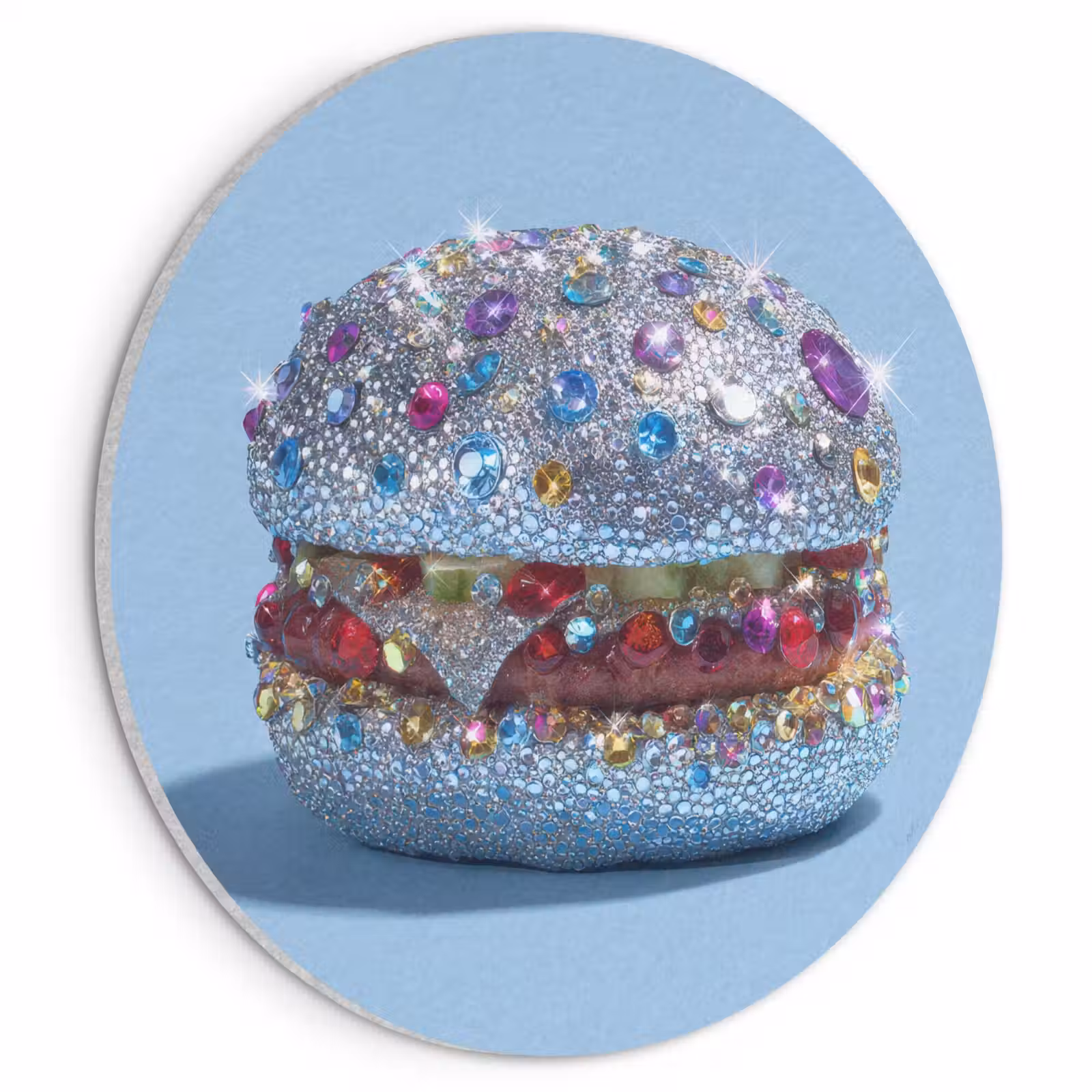 Akoestisch schilderij rond - Glitters - Hamburger - Blauw — 1