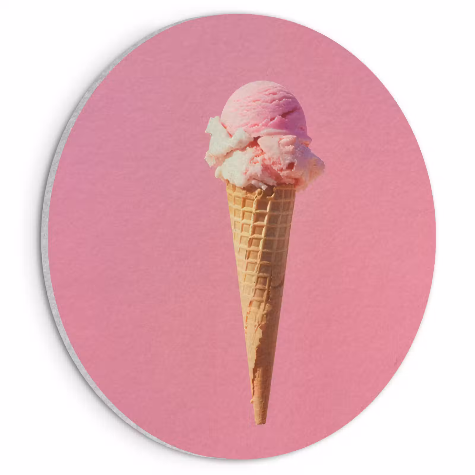 Akoestisch schilderij rond - Hoorntje - Schepijs - Roze — 1