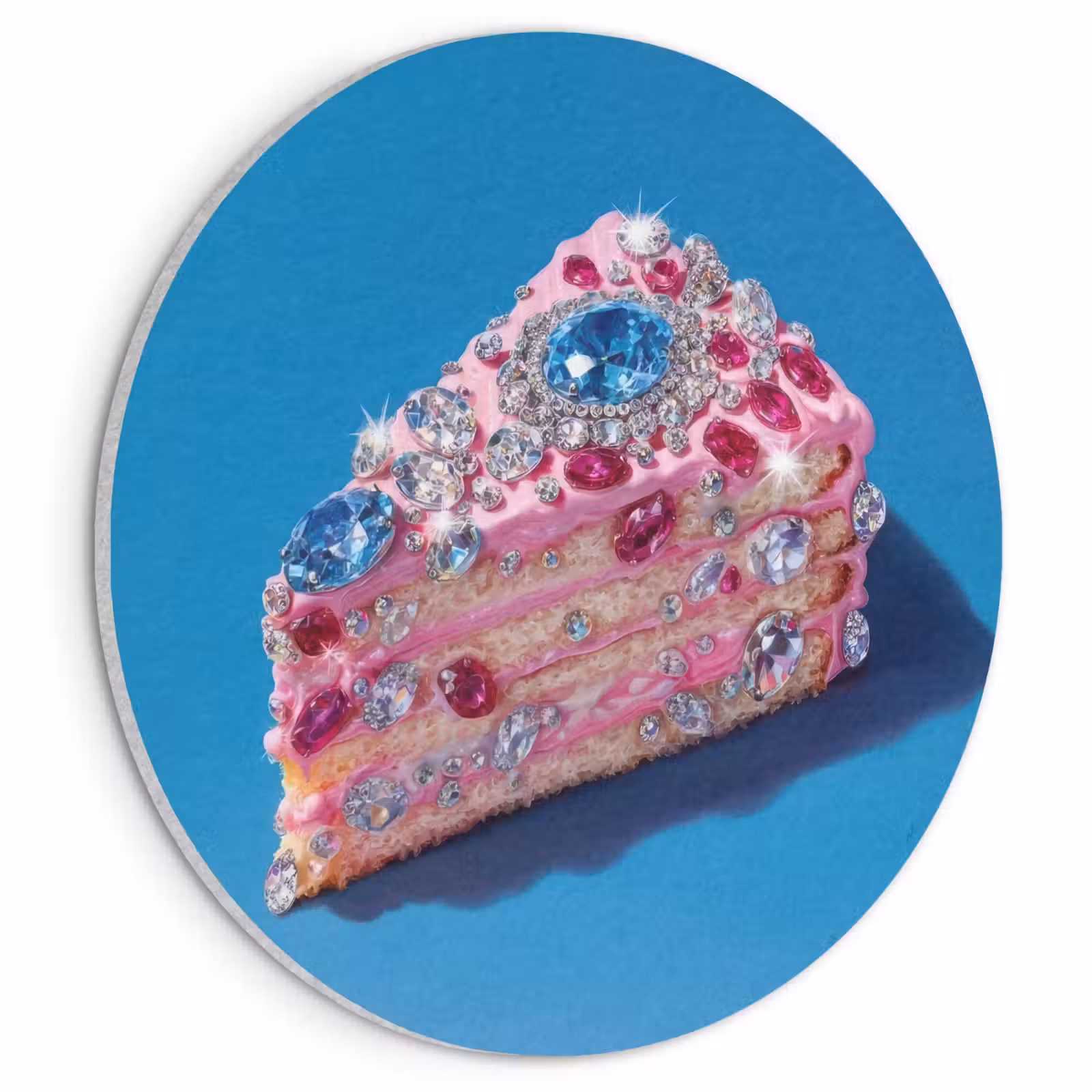 Akoestisch schilderij rond - Taart - Edelstenen - Glitters - Roze — 1