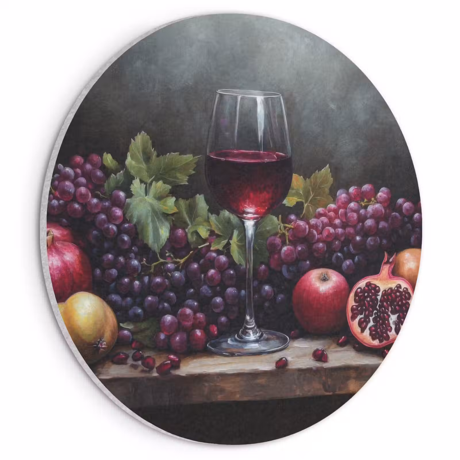 Akoestisch schilderij rond - Wijn - Fruit - Stilleven — 1