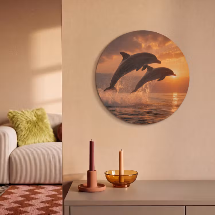 Akoestisch schilderij rond - Dolfijnen - Zee - Realistisch — 3