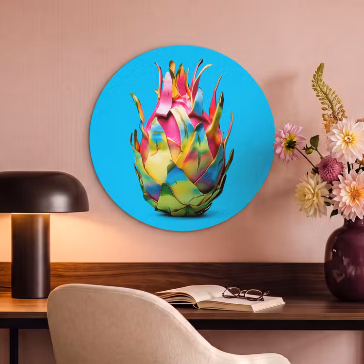 Akoestisch schilderij rond - Drakenfruit - Blauw - Levendig — 2