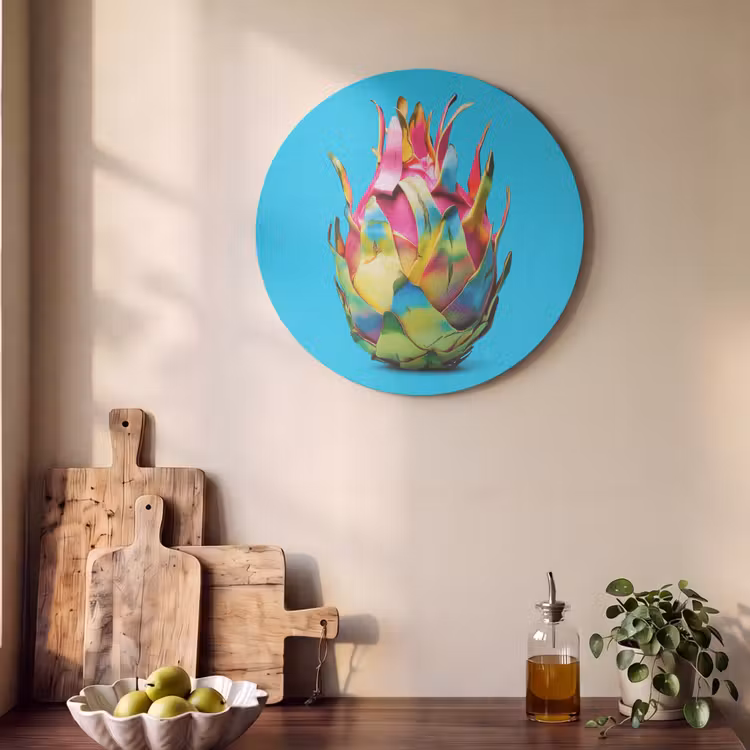 Akoestisch schilderij rond - Drakenfruit - Blauw - Levendig — 4