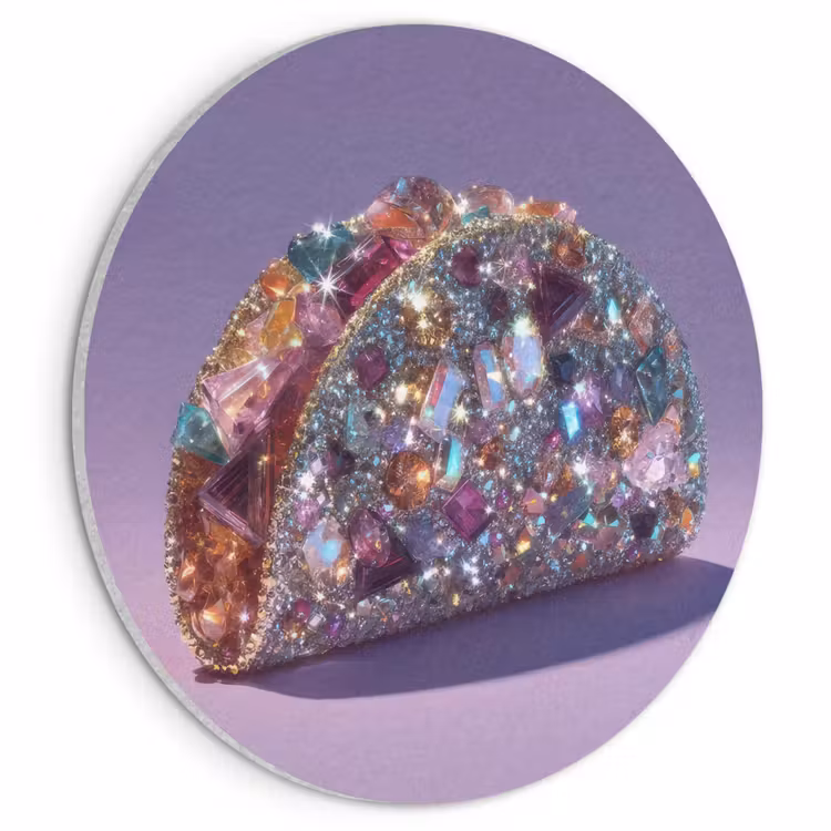 Akoestisch schilderij rond - Edelstenen - Glitters - Paars - Kleurrijk — 1