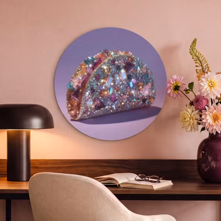 Akoestisch schilderij rond - Edelstenen - Glitters - Paars - Kleurrijk — 2
