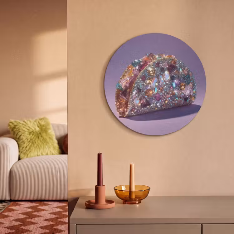 Akoestisch schilderij rond - Edelstenen - Glitters - Paars - Kleurrijk — 3