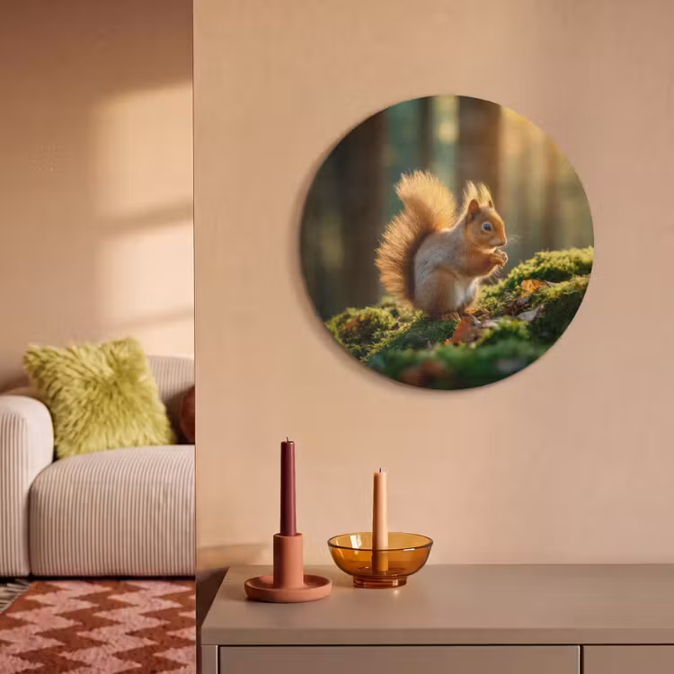 Akoestisch schilderij rond - Eekhoorn - Nootje - Gras — 3