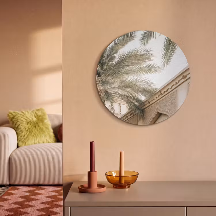 Akoestisch schilderij rond - Gebouw - Palmbomen - Beige - Zon — 3