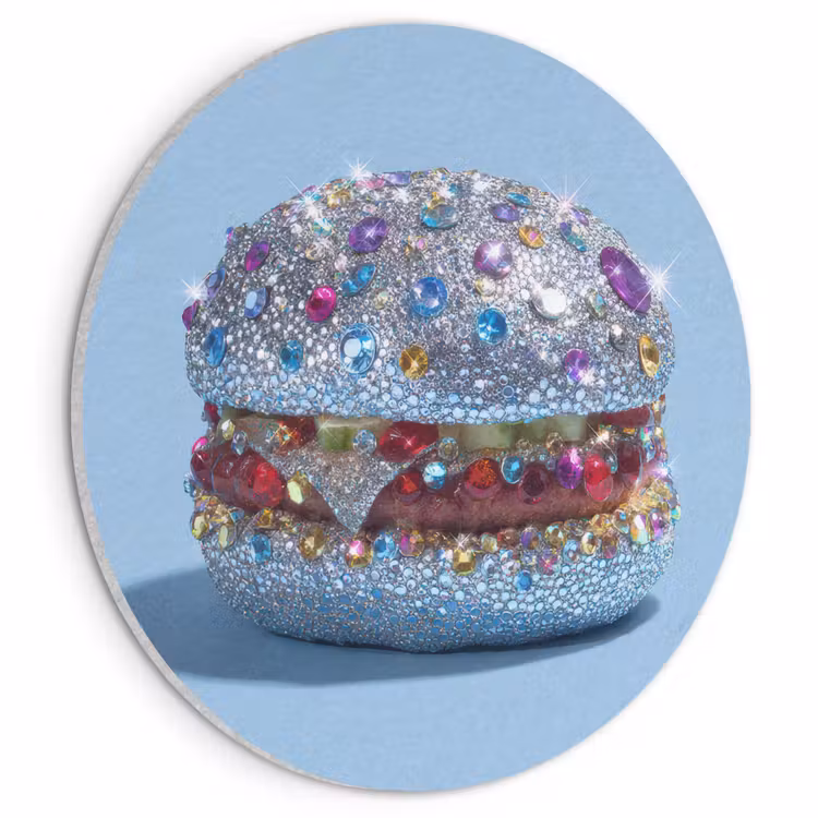 Akoestisch schilderij rond - Glitters - Hamburger - Blauw — 1