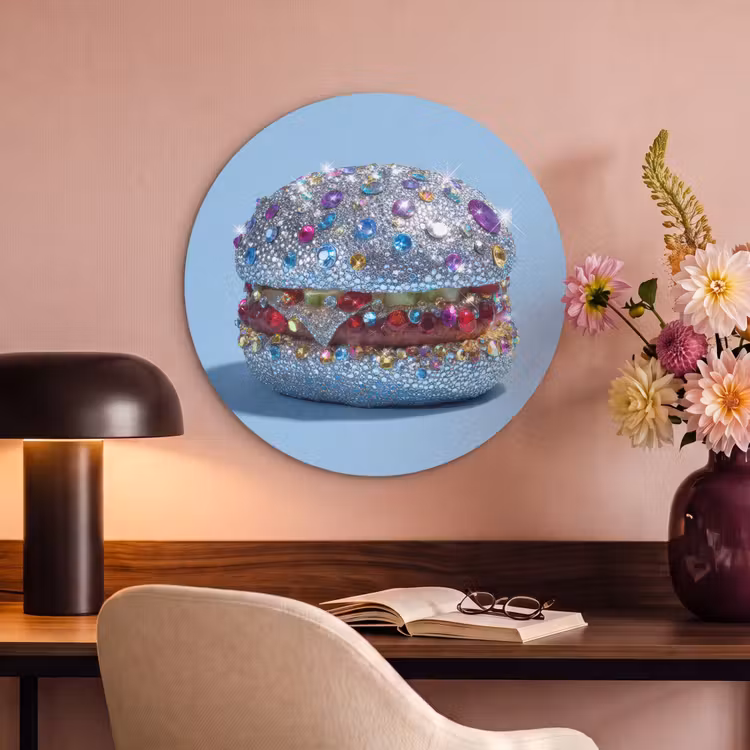 Akoestisch schilderij rond - Glitters - Hamburger - Blauw — 2