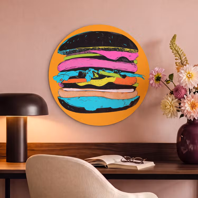 Akoestisch schilderij rond - Hamburger - Kleurrijk - Speels — 2