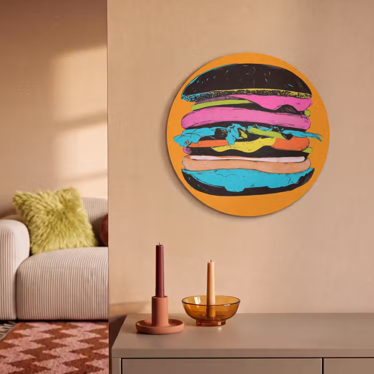 Akoestisch schilderij rond - Hamburger - Kleurrijk - Speels — 3