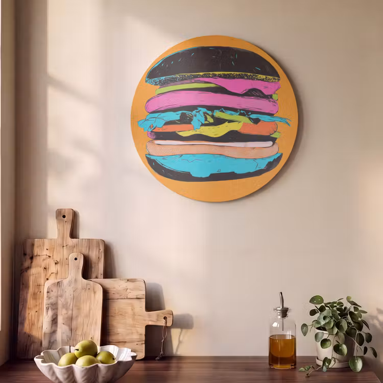 Akoestisch schilderij rond - Hamburger - Kleurrijk - Speels — 4
