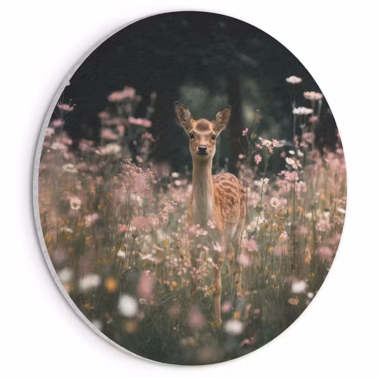 Akoestisch schilderij rond - Hert - Wilde bloemen - Bos — 1
