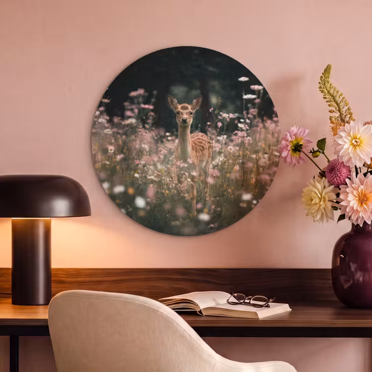 Akoestisch schilderij rond - Hert - Wilde bloemen - Bos — 2