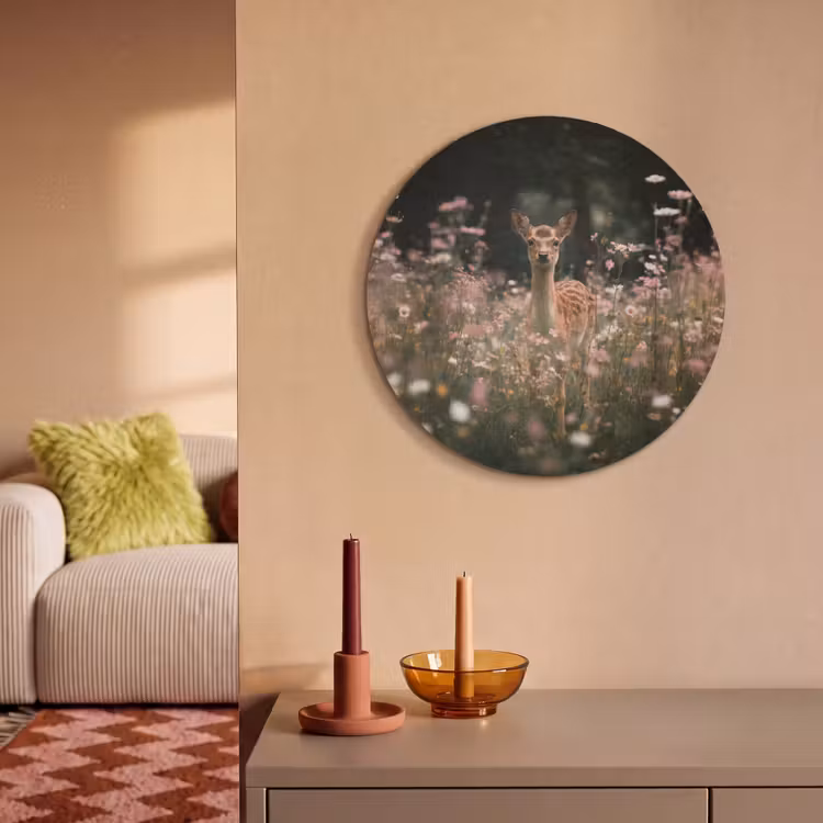 Akoestisch schilderij rond - Hert - Wilde bloemen - Bos — 3
