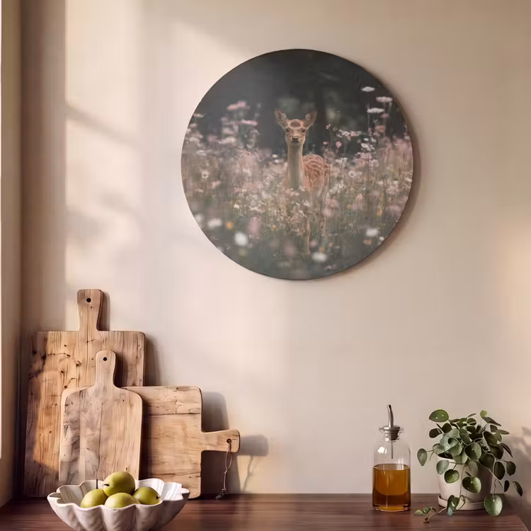 Akoestisch schilderij rond - Hert - Wilde bloemen - Bos — 4