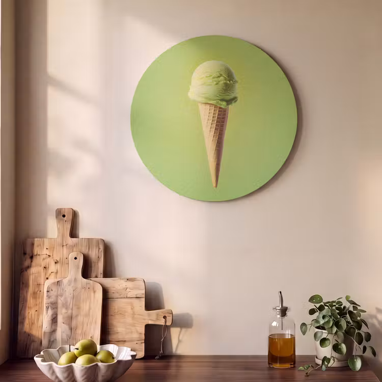 Akoestisch schilderij rond - Hoorntje - Schepijs - Groen — 4